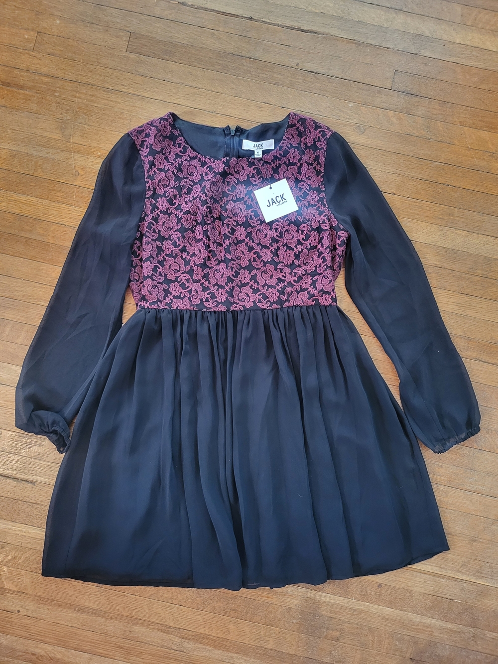 BB Dakota Black Dress with Rose Pink Lace Bodice